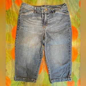 Women's Gloria Vanderbilt Blue Denim Skimmer Capri Jeans Size 10 32 Waist Cotton
